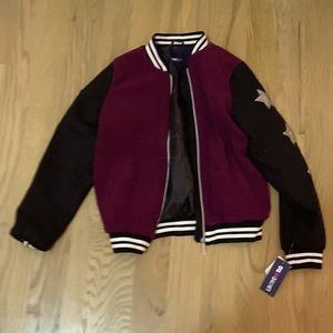Blac,white,Burgundy jacket
